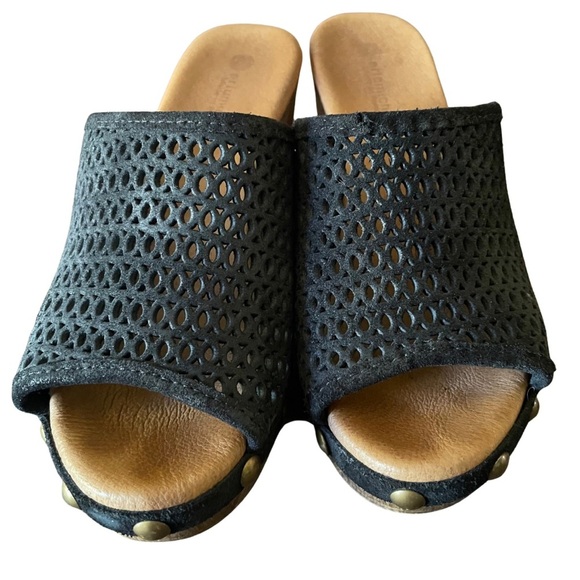 Eric Michael Black and Brown Mules with Mesh and Studded Design Size 36 - Picture 4 of 10